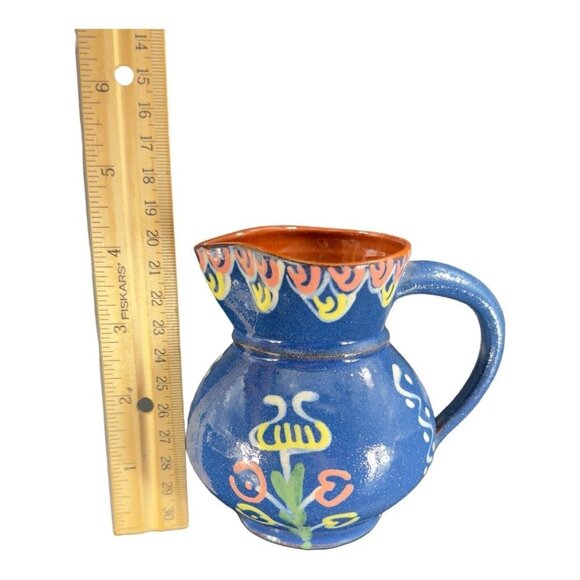 Vintage USA Folk Art RedWare Pottery Pitcher Creamer Hand Made Artist Marked VTG - Picture 9 of 14